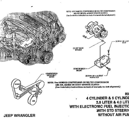 Jeep YJ 1995 1-2 2.5 and 4.0 Liter Engine Bracket